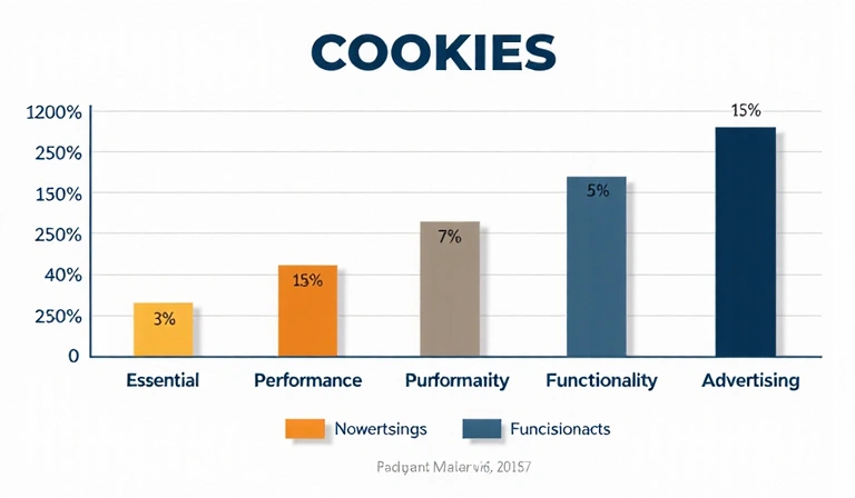 Gráfico de barras mostrando el uso de diferentes tipos de cookies en un sitio web