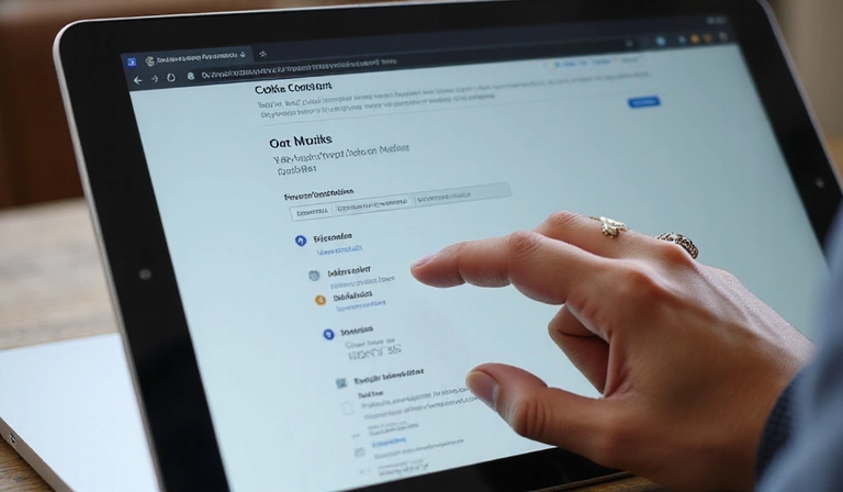 Persona ajustando la configuración de privacidad de cookies en un dispositivo
