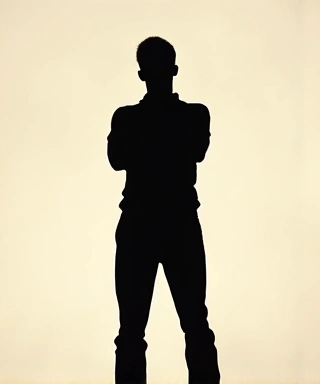 Silueta de persona con postura encorvada, fondo neutro.