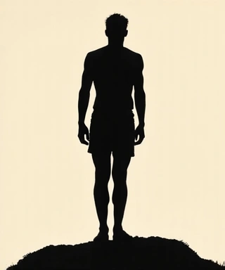 Silueta de persona con constitución promedio, fondo neutro.